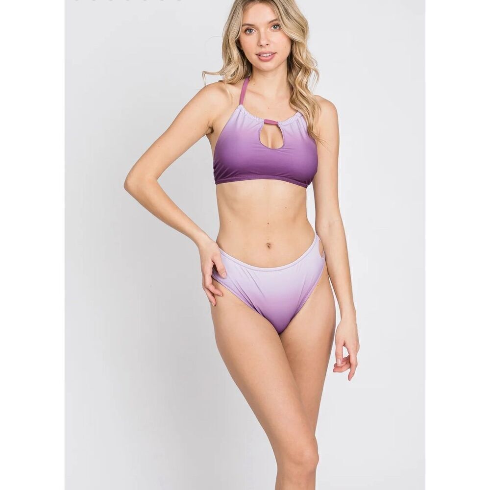 Pinkblush Lavender Ombre Keyhole Front Halter Two-Piece Bikini Set Nwt Large